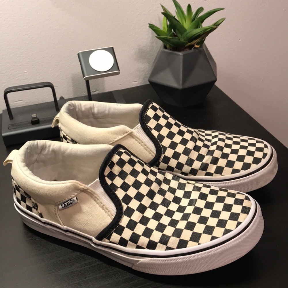 Vans checkerboard slip ons